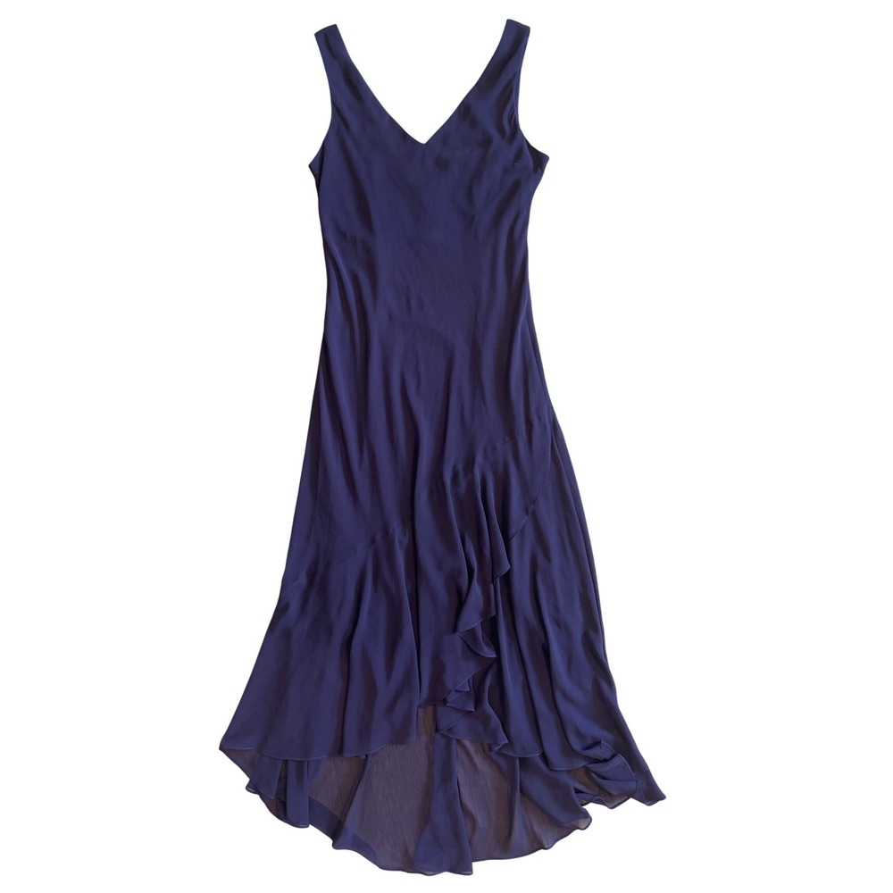 Alex Evenings Purple V-Neck High-Low Ruffle Hem Sleeveless Gown Dress Size 12